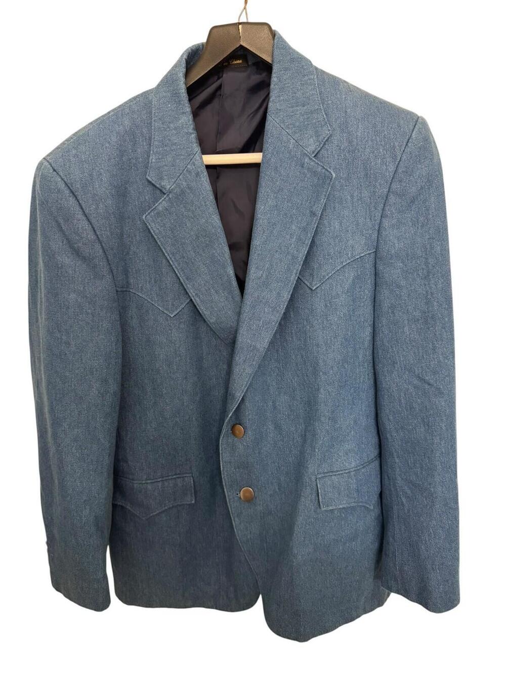 Vintage Circle S Dallas Texas Denim Western Blazer Jacket Men’s 42R Blue‎ Cowboy